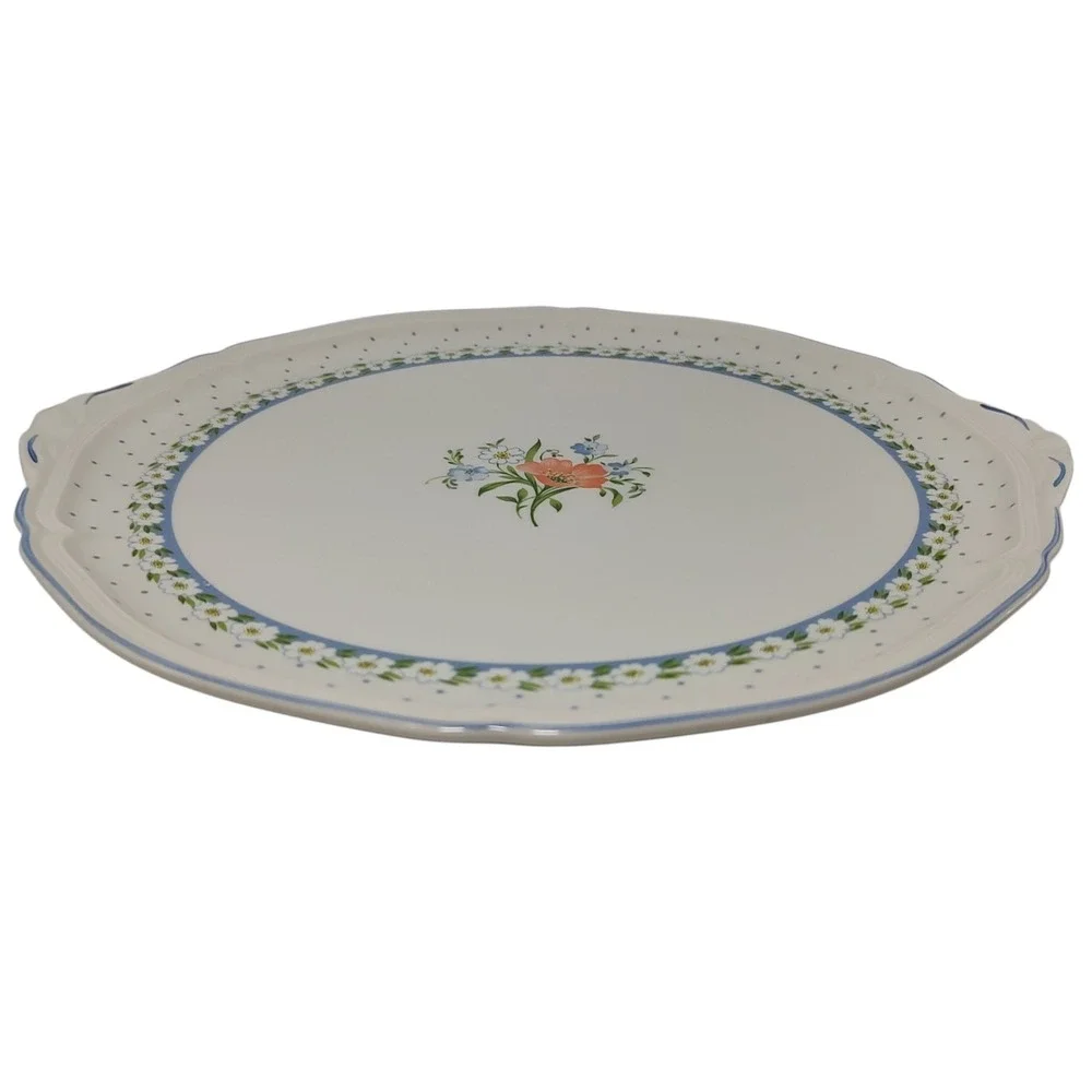 Villeroy‎ and Boch Cake Plate Platter Romantica Pattern Double Handles Floral